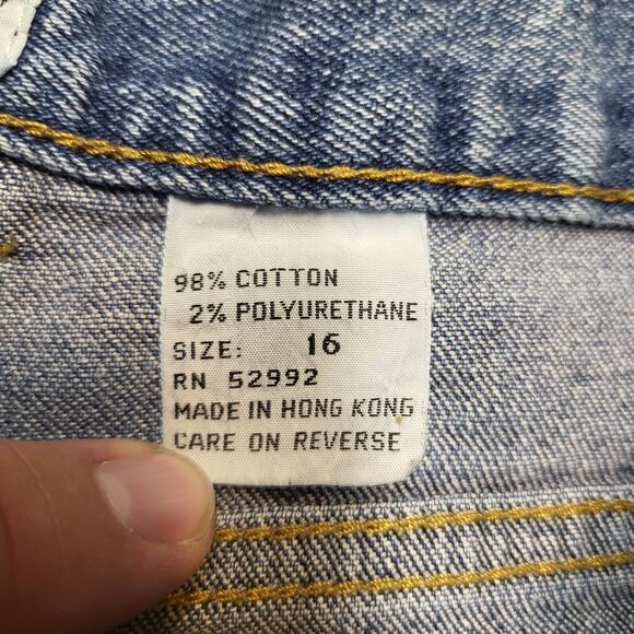 Vintage Jordache Jeans Girls 16 Blue Straight Leg Mom Stretch Distressed Denim - Picture 5 of 12